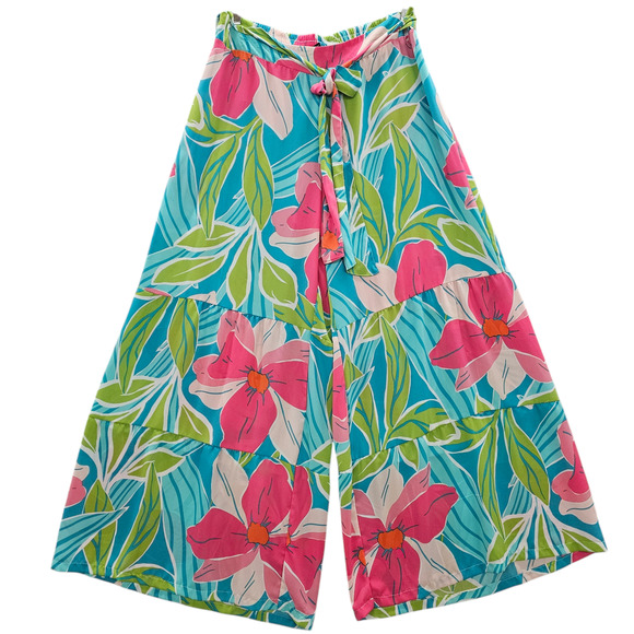 Ashely Stewart Pant Set Womens 18 20 Floral Wide Leg Blue Pink High Rise - Picture 4 of 16